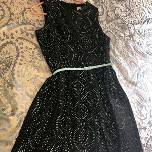 Blue and black midi dress